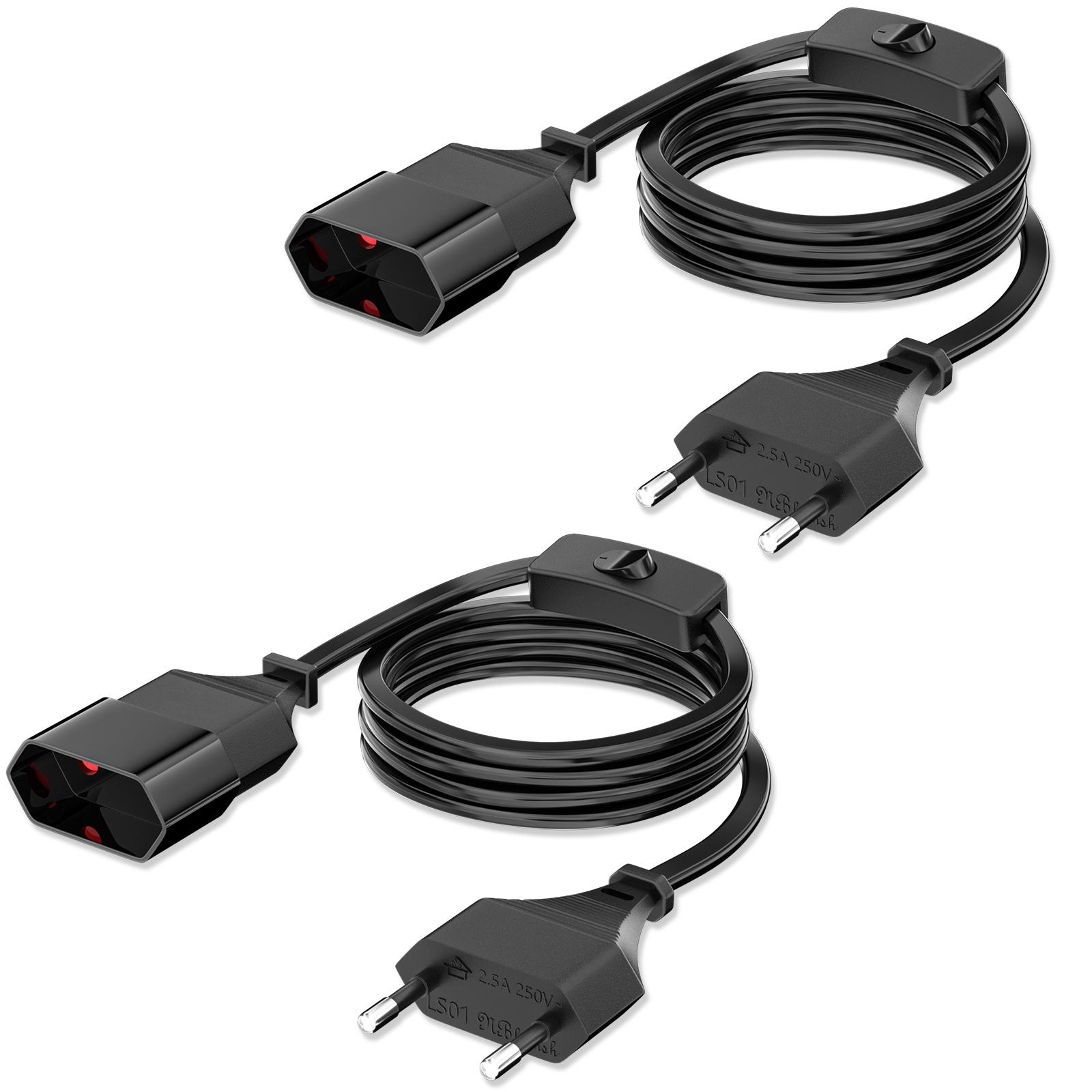 2Pcs Europea Male Plug To Female Socket Power Extension Cable with Switch, 2Prong Euro Plug 2m Extension Cord for PC Computer 2Pcs чорний
2Pcs Europea Male Plug To Female Socket Power Extension Cable with Switch, 2Prong Euro Plug 2m Extension Cord for PC Computer 2Pcs чорний