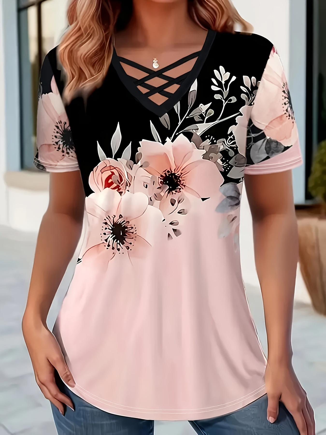 2025 Summer V-neck Floral Print Crossover Strap Women s Short Sleeve T-shirt 5XL рожевий
2025 Summer V-neck Floral Print Crossover Strap Women s Short Sleeve T-shirt 5XL рожевий