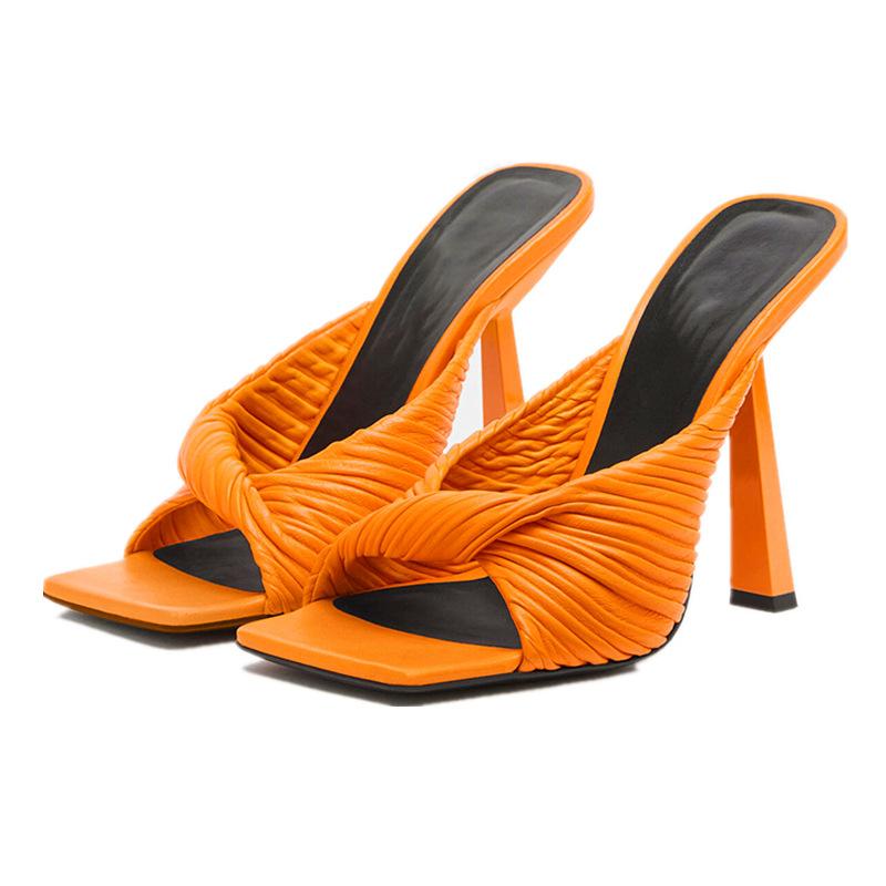Summer New High -Heeled Slippers Women Stiletto Pleated Sandals Women Square Toe Shoes Women Fashion Party Femmes Chaussures
Summer New High -Heeled Slippers Women Stiletto Pleated Sandals Women Square Toe Shoes Women Fashion Party Femmes Chaussures