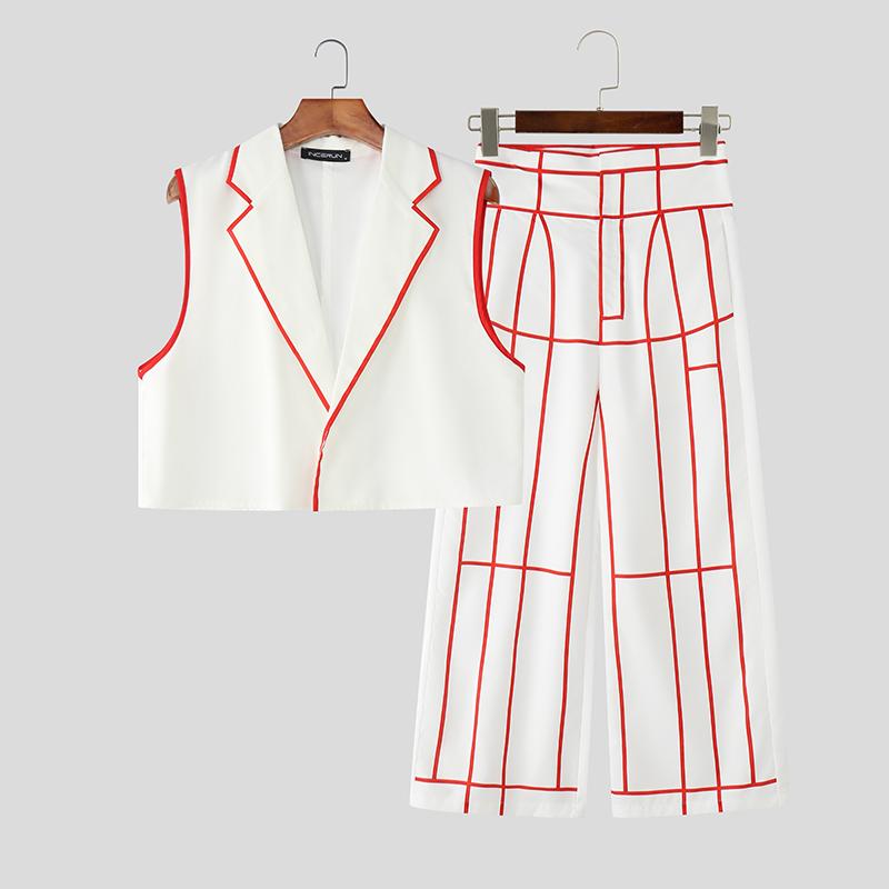 INCERUN Men Suits Long Sleeve Stitching Cropped Blazer Long Pants Plaid Sets S красный
INCERUN Men Suits Long Sleeve Stitching Cropped Blazer Long Pants Plaid Sets S красный