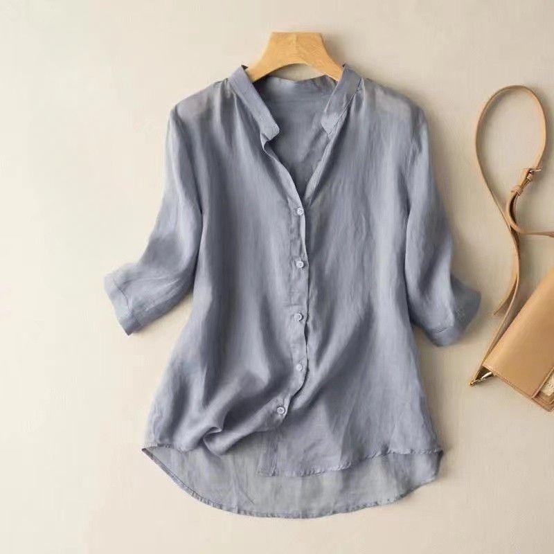 Льняная рубашка с пятью рукавами, женская художественная ретро-блузка с полуоткрытым V-образным вырезом, летние хлопковые льняные рубашки с защитой от старения M синий
Льняная рубашка с пятью рукавами, женская художественная ретро-блузка с полуоткрытым V-образным вырезом, летние хлопковые льняные рубашки с защитой от старения M синий
