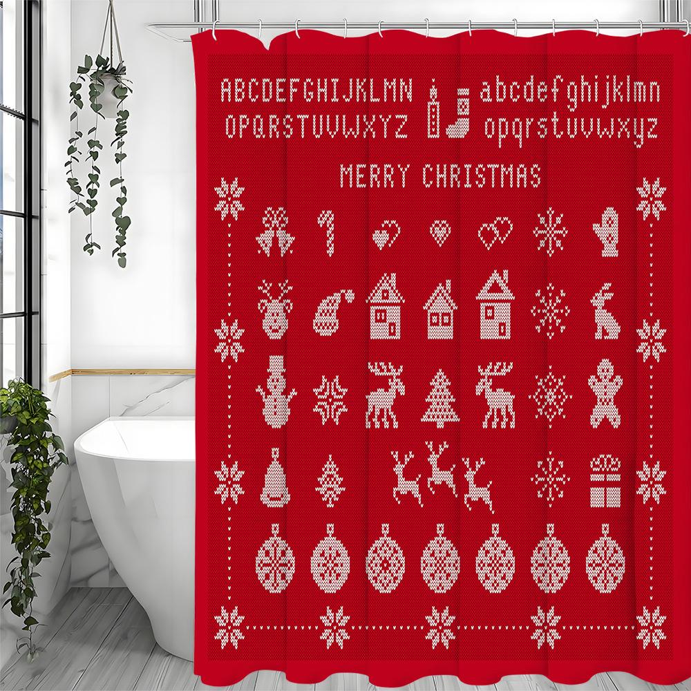 Red Christmas-Themed Pattern Shower Curtain Washable Dirt-Resistant Shower Head Waterproof Polyester Bath Curtain For Home Decor W60H190(CM)-1 Pcs
Red Christmas-Themed Pattern Shower Curtain Washable Dirt-Resistant Shower Head Waterproof Polyester Bath Curtain For Home Decor W60H190(CM)-1 Pcs