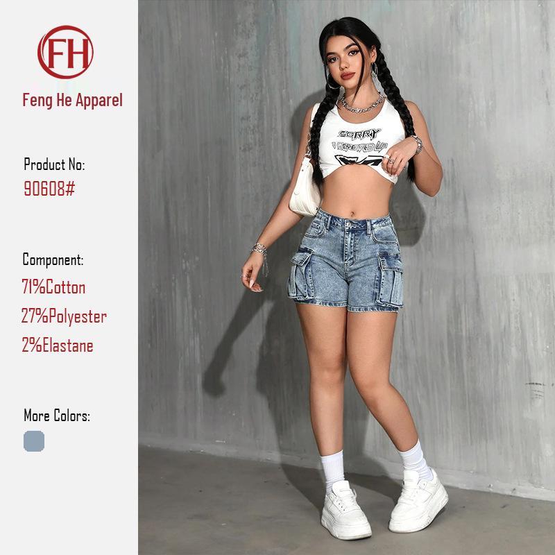 New Trendy European & American Workwear Style Double Pocket Hip-Hugging Hot Shorts for Slimming Girls M світло-синій колір
New Trendy European & American Workwear Style Double Pocket Hip-Hugging Hot Shorts for Slimming Girls M світло-синій колір
