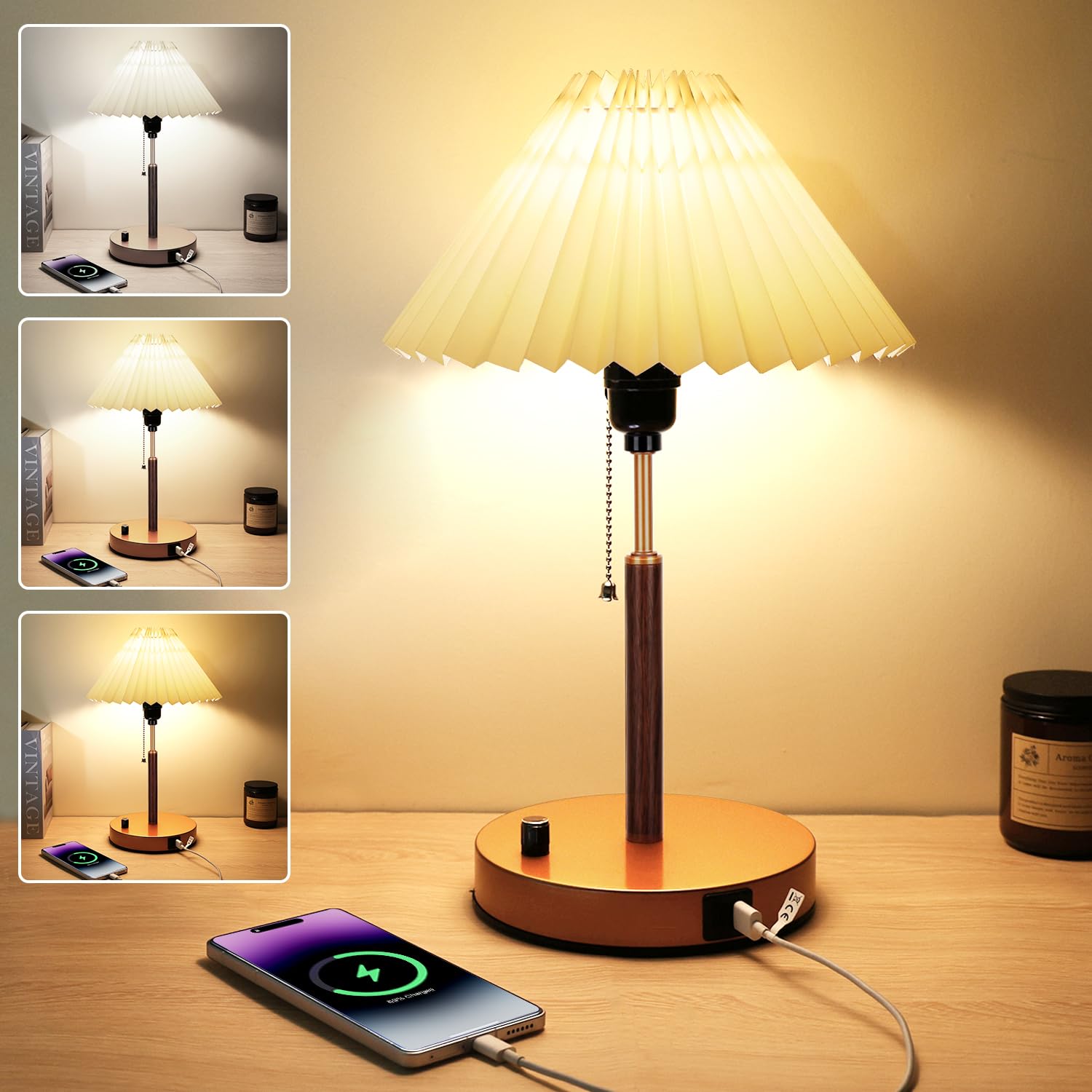 Table 3 Levels Stepless USB Bedside Desk Table Lamp Light, Rechargeable, Toning, Dimming, Output, Stylish, Retro, Lamp, Light, коричневий
Table 3 Levels Stepless USB Bedside Desk Table Lamp Light, Rechargeable, Toning, Dimming, Output, Stylish, Retro, Lamp, Light, коричневий