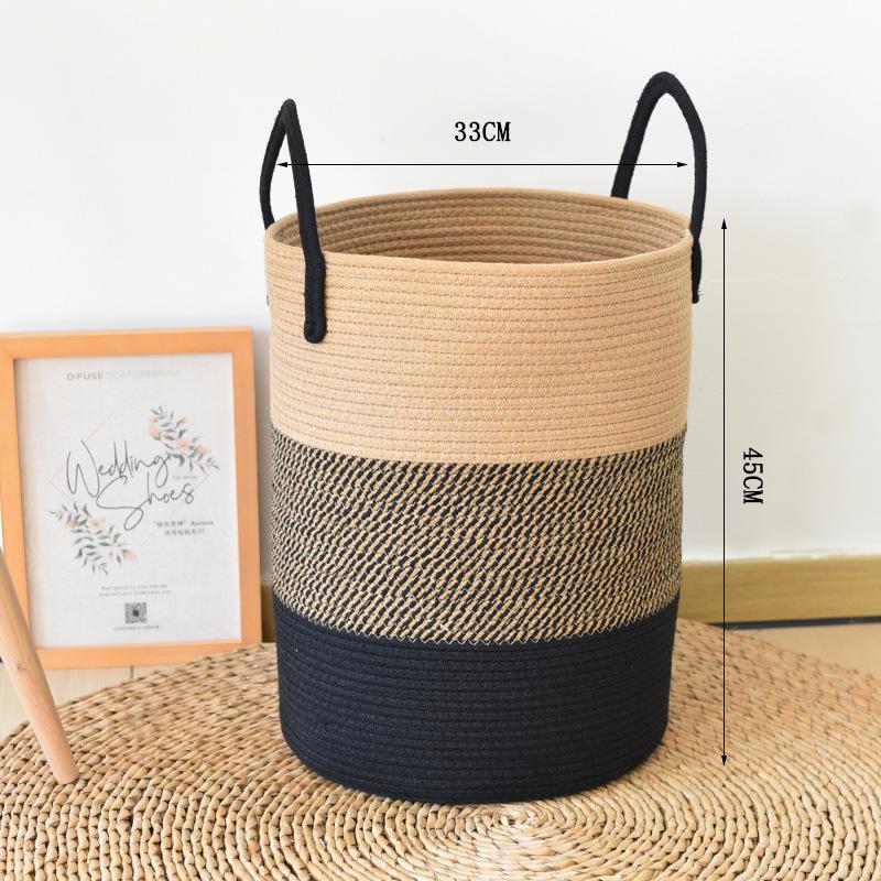 Simple cotton rope color matching woven storage basket large capacity dirty clothes basket sundries toy storage basket dirty clothes storage bucket
Simple cotton rope color matching woven storage basket large capacity dirty clothes basket sundries toy storage basket dirty clothes storage bucket