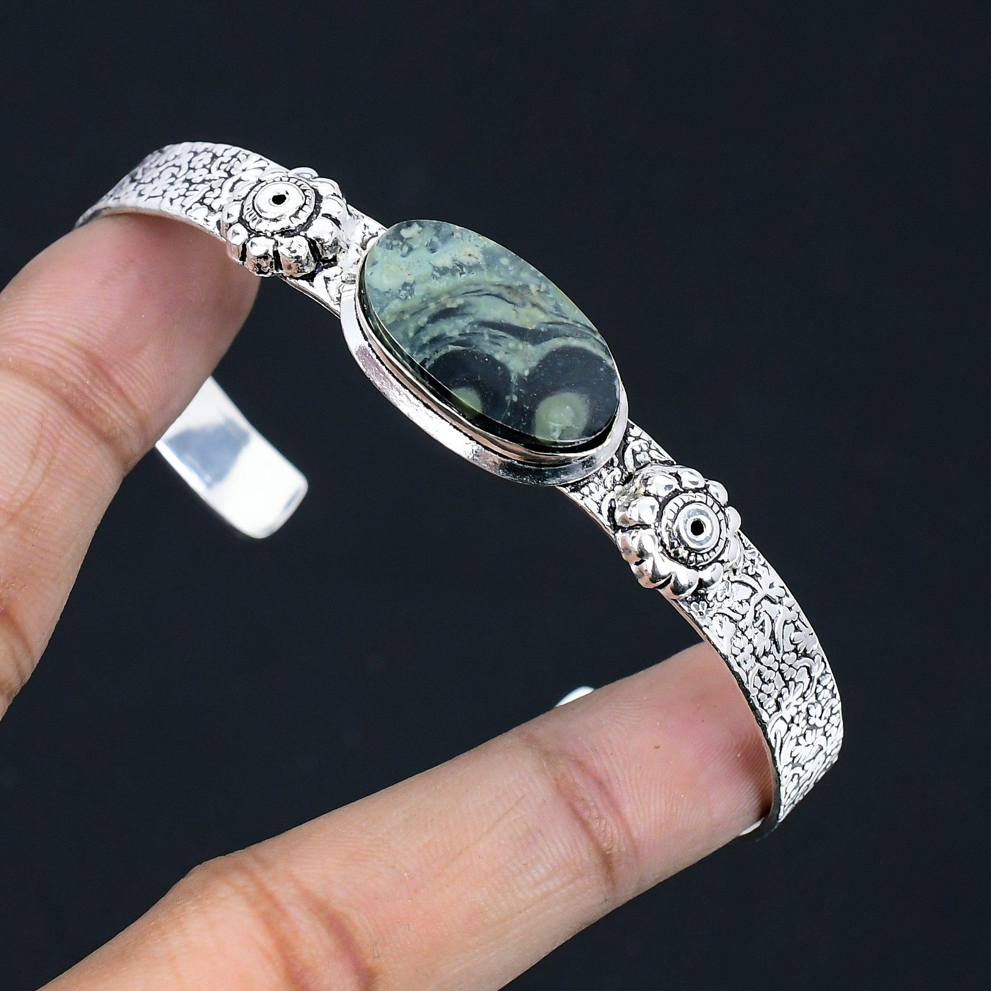 Oval Kambaba Jasper Gemstone Sterling Silver Elegant Handmade New Bangle Jewelry Adjustable
Oval Kambaba Jasper Gemstone Sterling Silver Elegant Handmade New Bangle Jewelry Adjustable