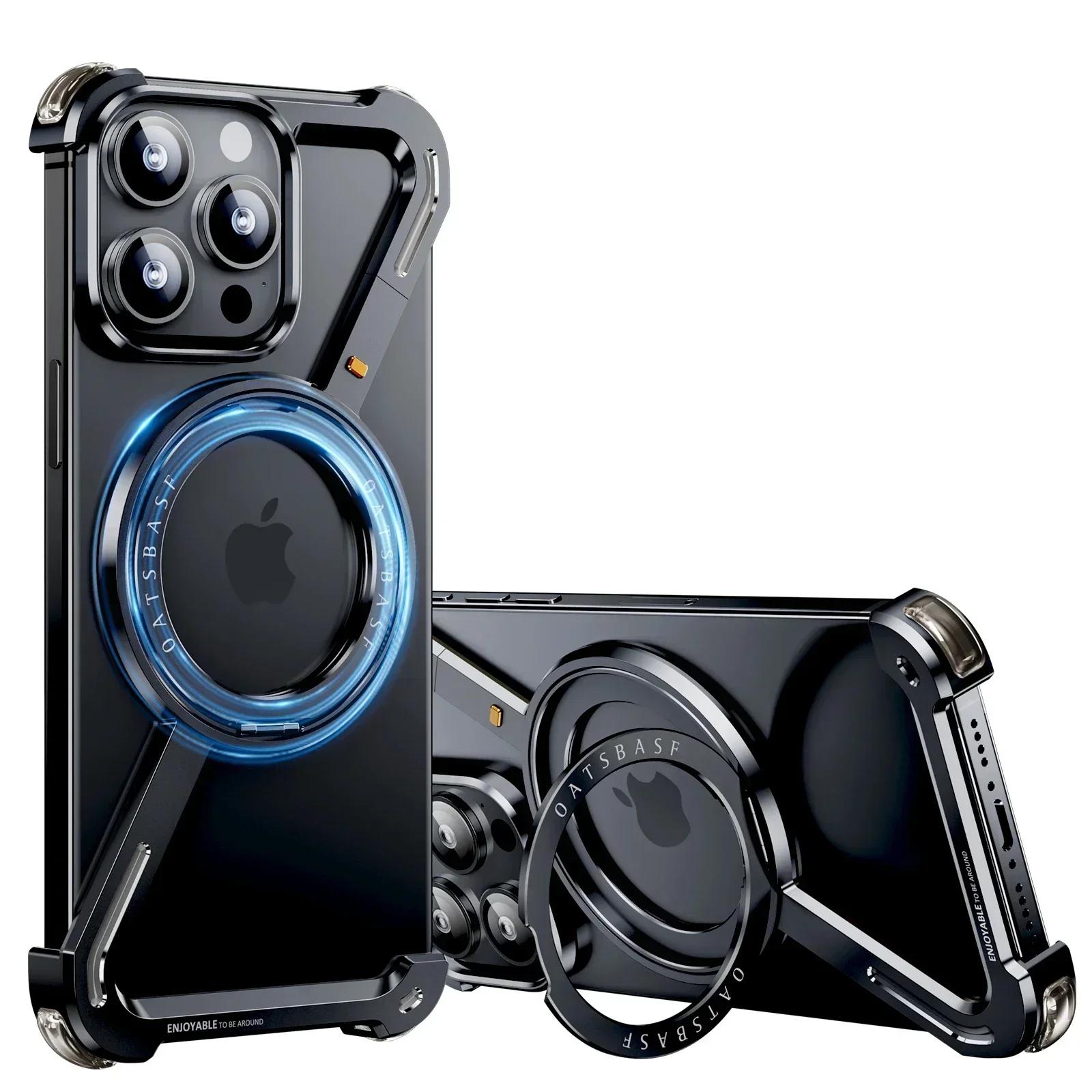 Oatsbasf Metal Magsafe Case for iPhone 13/14/15/16 Pro Max Bazel-Less Phone Cover Magnetic Bumper w/ 360° Rotatable Ring Holder aluminum&For iPhone 15 чёрный
Oatsbasf Metal Magsafe Case for iPhone 13/14/15/16 Pro Max Bazel-Less Phone Cover Magnetic Bumper w/ 360° Rotatable Ring Holder aluminum&For iPhone 15 чёрный