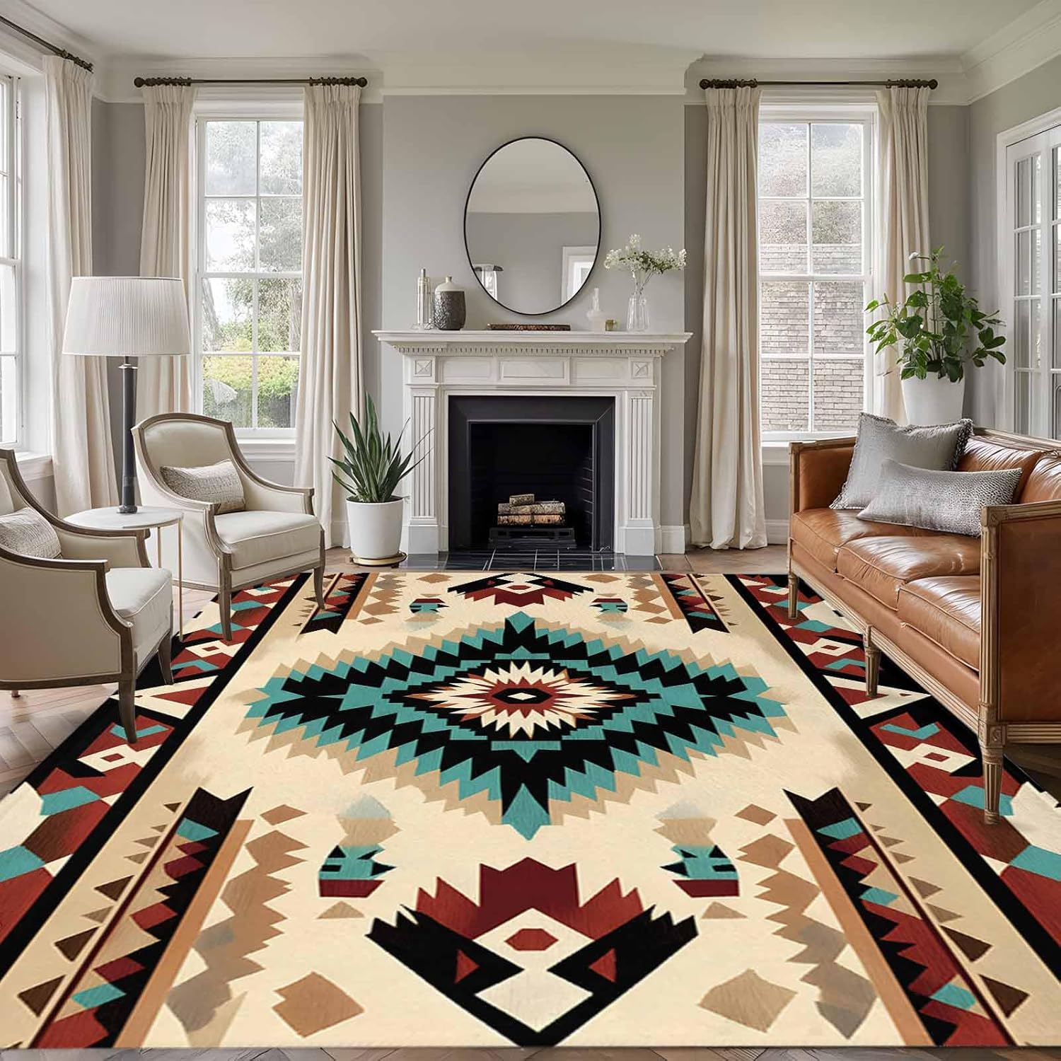 Southwestern Tribal Area Rug Geometric Ethnic Style Pattern Non-Slip Large Carpet Boho Retro Floor Mat for Living Room Bedroom 40X60CM
Southwestern Tribal Area Rug Geometric Ethnic Style Pattern Non-Slip Large Carpet Boho Retro Floor Mat for Living Room Bedroom 40X60CM