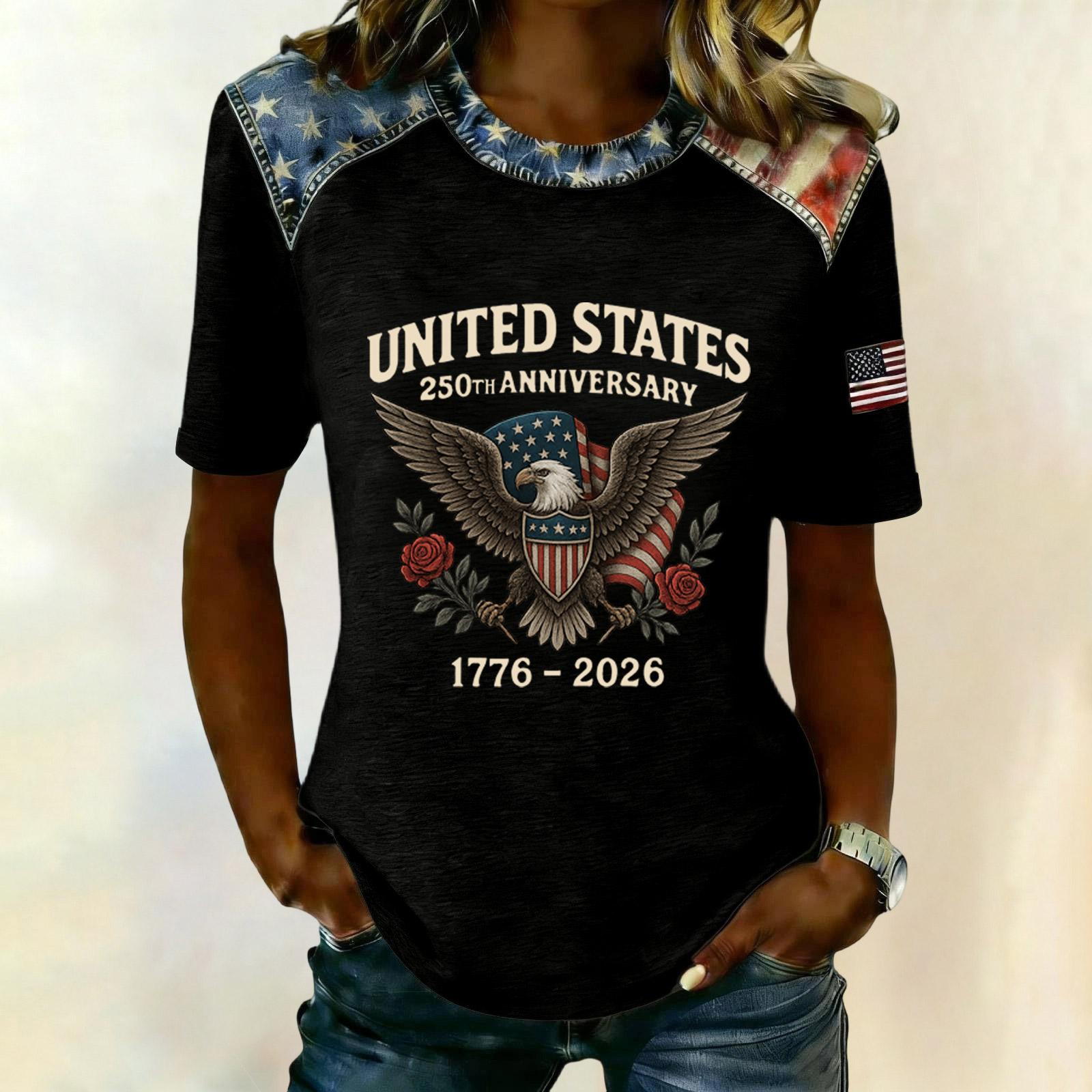Women s Casual Short Sleeve T-Shirt United States 250th Anniversary Graphic Print Crew Neck Lightweight Top L чёрный
Women s Casual Short Sleeve T-Shirt United States 250th Anniversary Graphic Print Crew Neck Lightweight Top L чёрный