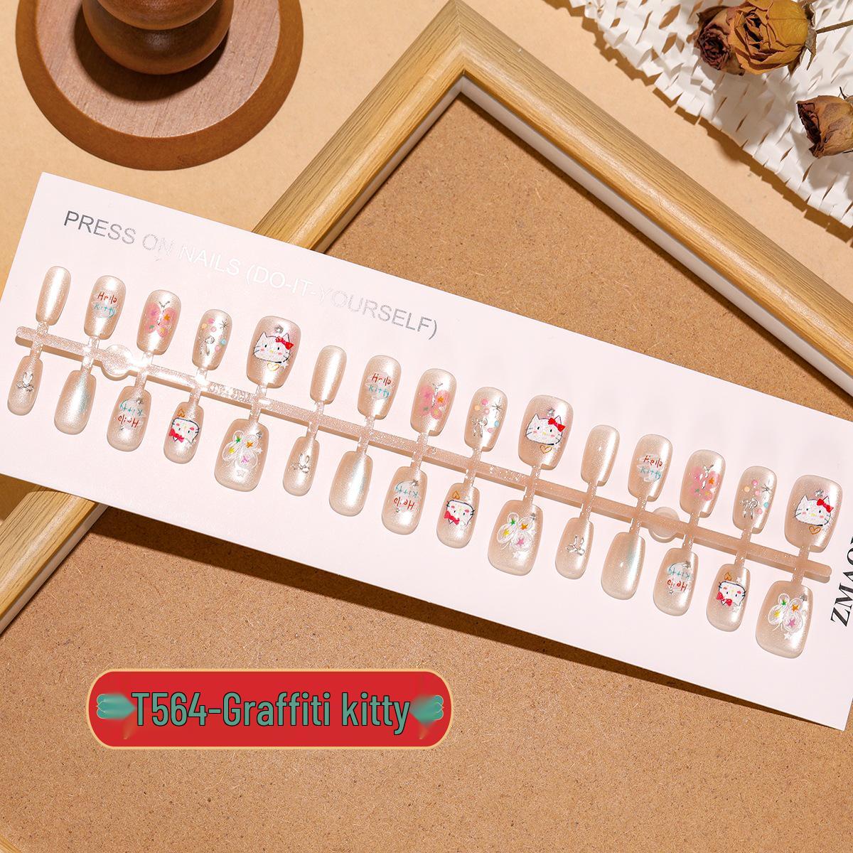 Graffiti Kitty Cartoon Super Cute Cat Eye Wear-On Nails, 30-Piece Set Full Set M/M/M
Graffiti Kitty Cartoon Super Cute Cat Eye Wear-On Nails, 30-Piece Set Full Set M/M/M