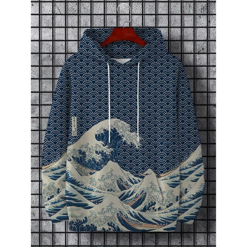 Осенние и зимние мужские толстовки с капюшоном в японском стиле Харадзюку, повседневные спортивные толстовки с рисунком зверя в стиле аниме, осень и зима S