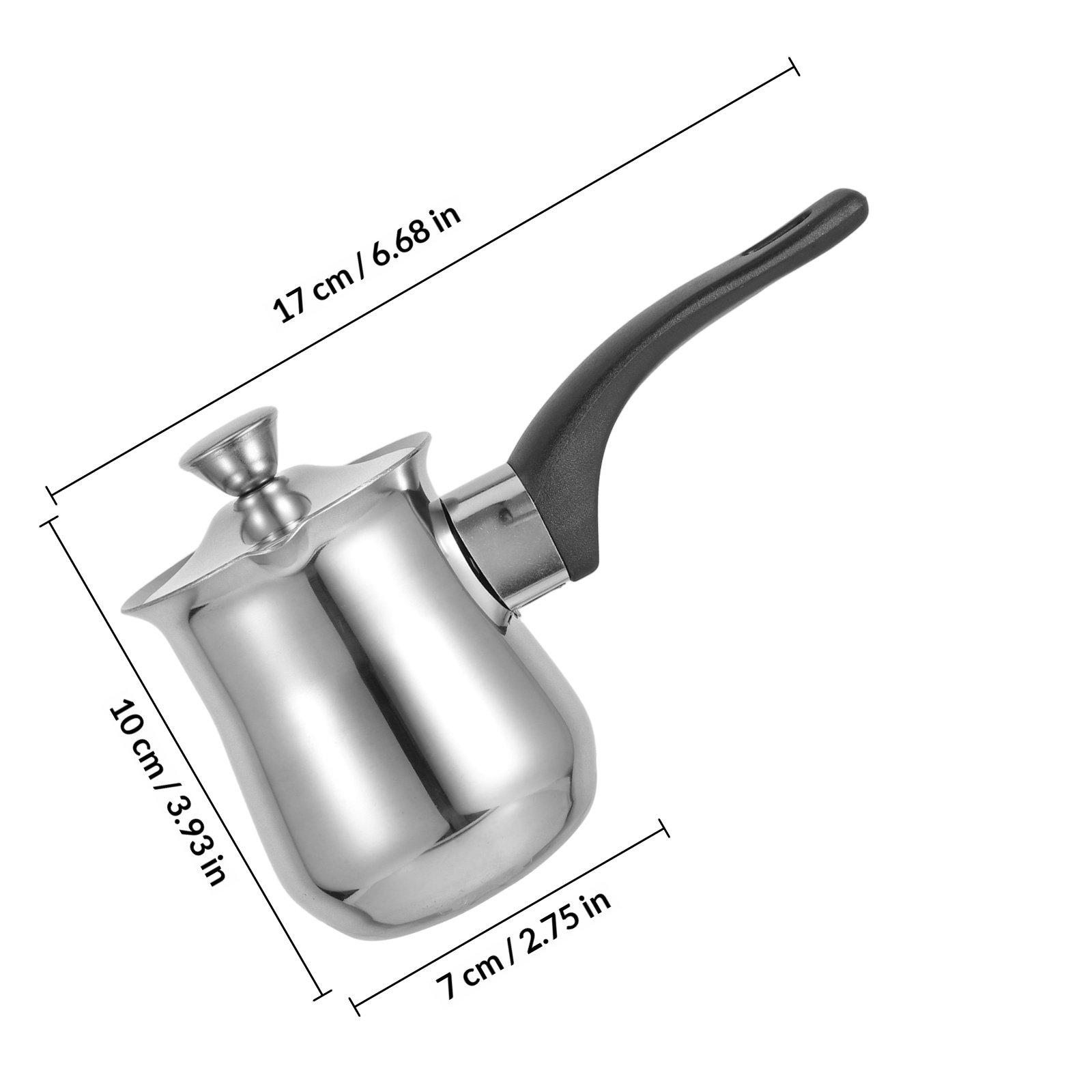 360Ml Turkish Coffee Pot Stainless Steel Stove Frothing Small Sauce Pan for Camping Home Use Metal Coffee Maker Pot
360Ml Turkish Coffee Pot Stainless Steel Stove Frothing Small Sauce Pan for Camping Home Use Metal Coffee Maker Pot