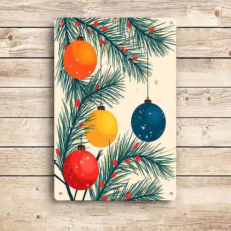 1 piece of Christmas decorative tin wall hanging, Nordic style colorful Christmas ball and pine branch pattern, living room entr 20x30cm
1 piece of Christmas decorative tin wall hanging, Nordic style colorful Christmas ball and pine branch pattern, living room entr 20x30cm