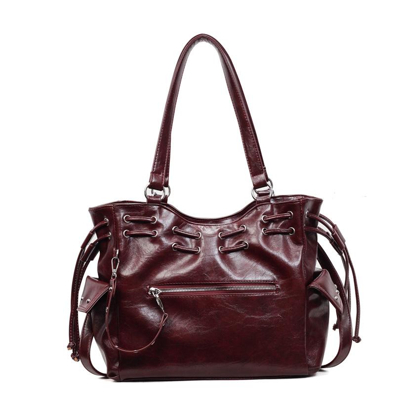 Elegant Faux Leather Tote Bag Women s Fashion Shoulder Bag with Drawstring Detail and Front Zip Pocket
Elegant Faux Leather Tote Bag Women s Fashion Shoulder Bag with Drawstring Detail and Front Zip Pocket