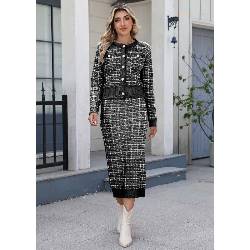 Женский осенне-зимний двухпредметный комплект: свитер в клетку с цветовыми блоками, женственный кардиган и облегающая юбка XL чёрный
Женский осенне-зимний двухпредметный комплект: свитер в клетку с цветовыми блоками, женственный кардиган и облегающая юбка XL чёрный