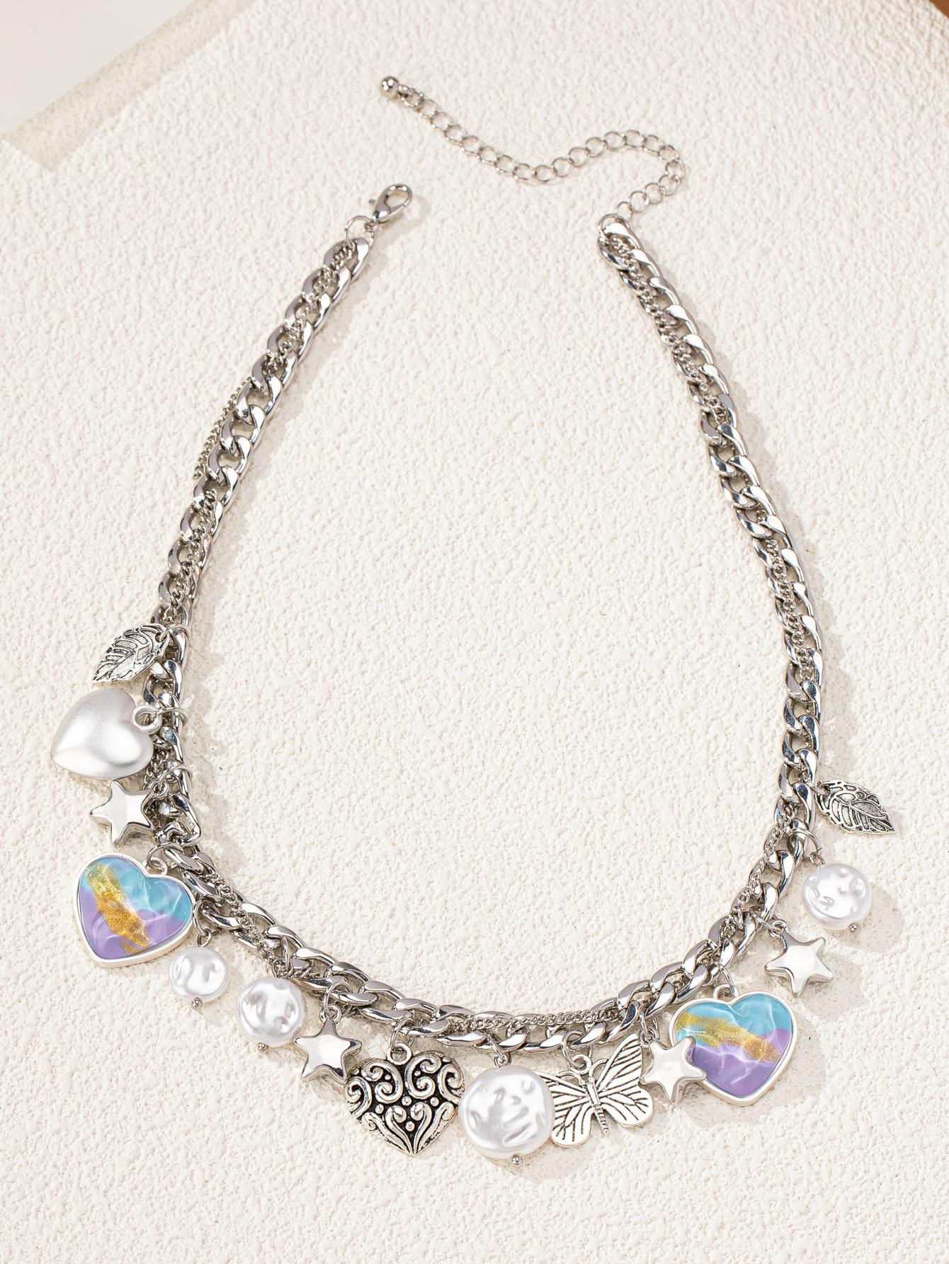 Color glazed peach heart necklace Xia Tian cool style personality light luxury collarbone chain Xia exaggerated neck chain срібний
Color glazed peach heart necklace Xia Tian cool style personality light luxury collarbone chain Xia exaggerated neck chain срібний