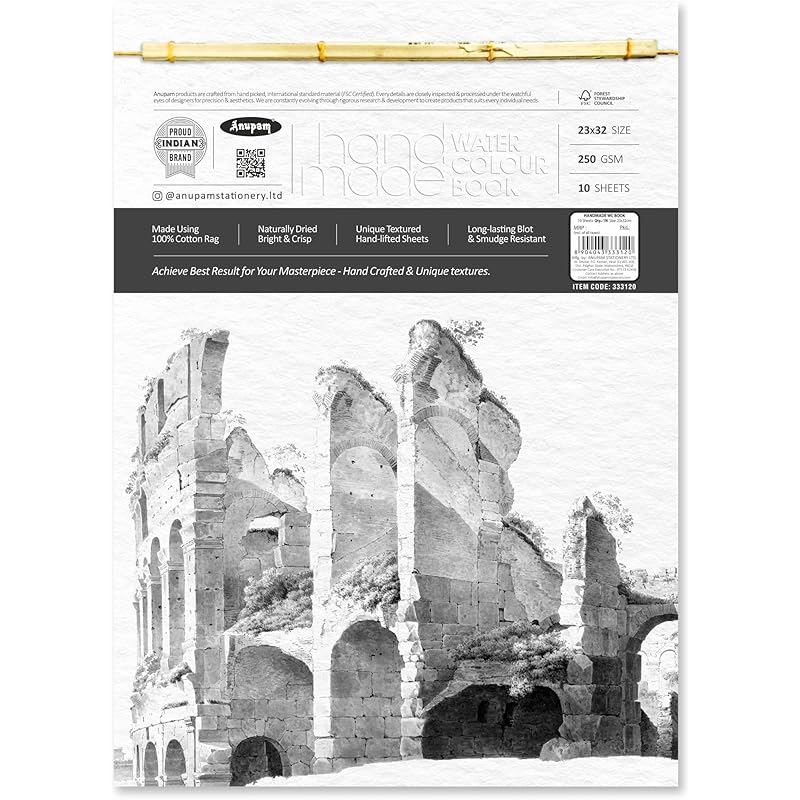 Handmade Watercolour Book 10 Sheet 32X23 Size 250 Gsm Watercolor Paper Ideal For Artist, Professional Drawing, Painting 0 белый
Handmade Watercolour Book 10 Sheet 32X23 Size 250 Gsm Watercolor Paper Ideal For Artist, Professional Drawing, Painting 0 белый