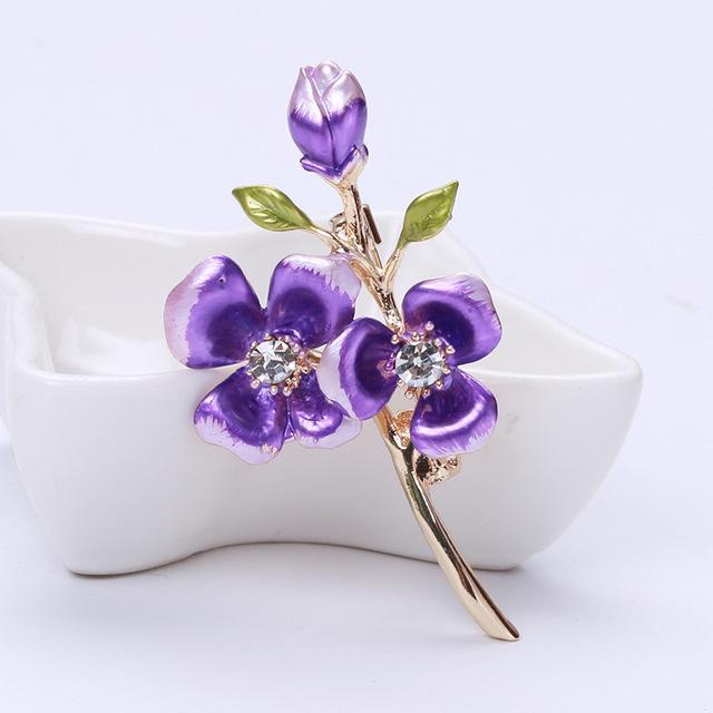Ретро Цвета Сливы Броши Булавка Сплав Воротник Цветок Брошь Женщина Подарок На День Матери фиолетовый
