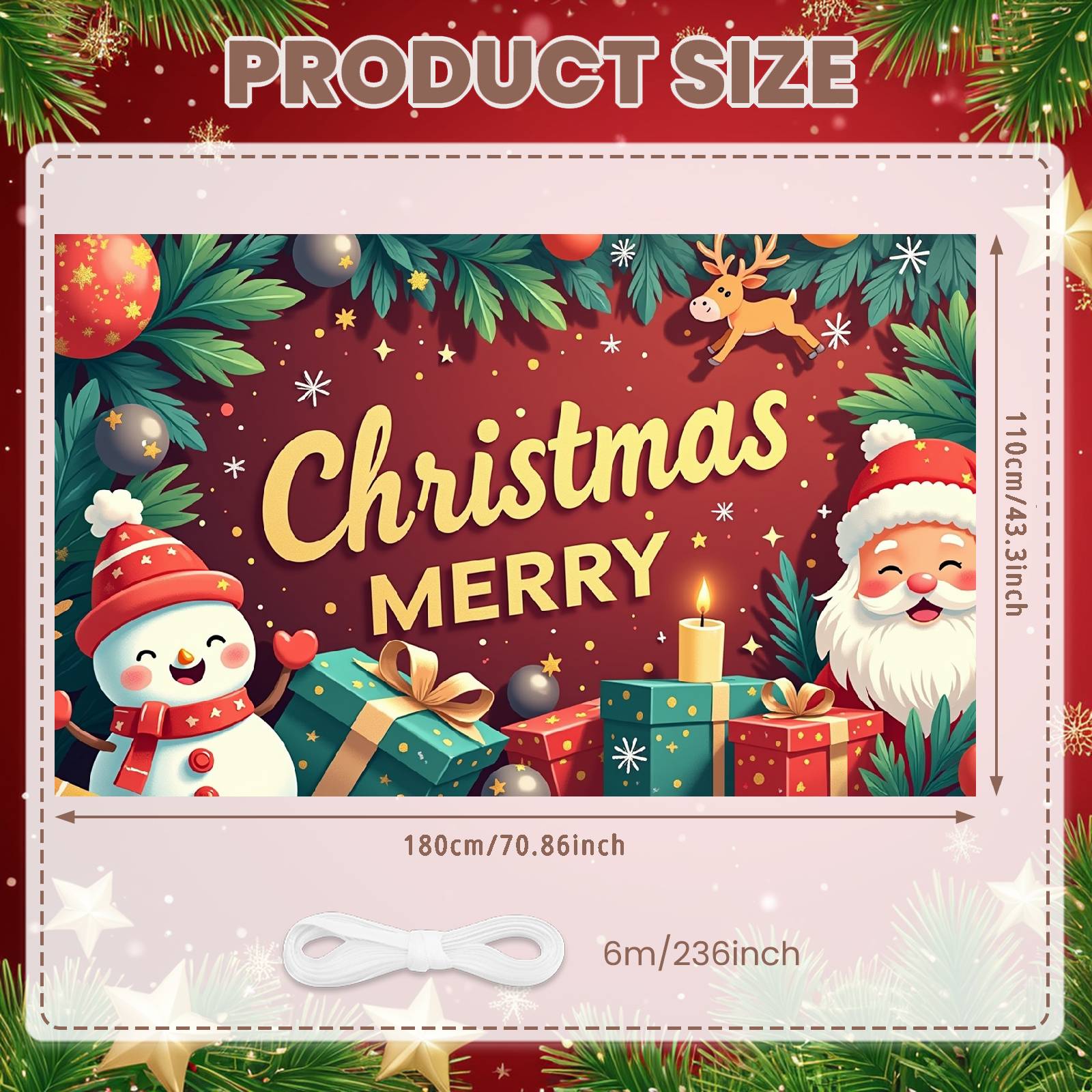 Holiday Celebration Banner Snowman Design Santa Claus Backdrop Christmas Banner Green Pine Branches Christmas Decor Banner
Holiday Celebration Banner Snowman Design Santa Claus Backdrop Christmas Banner Green Pine Branches Christmas Decor Banner