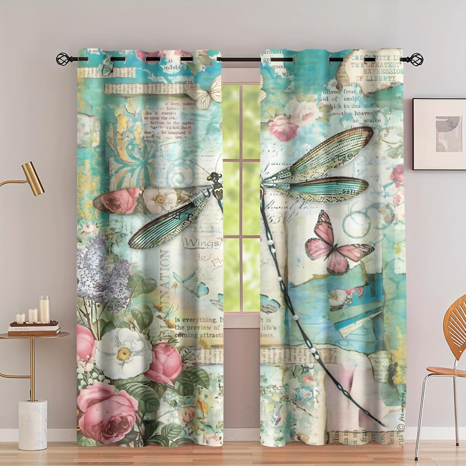 2pcs Green Dragonfly Flower Flower Digital Printing Living Room Curtain Semi Blocking Curtain Translucent Grommet Top Curtain Milled cotton fabric&Rod Pocket
2pcs Green Dragonfly Flower Flower Digital Printing Living Room Curtain Semi Blocking Curtain Translucent Grommet Top Curtain Milled cotton fabric&Rod Pocket