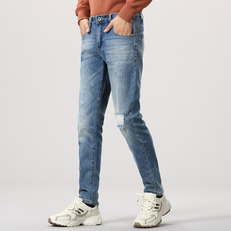 Ностальгические потертые джинсы, мужские джинсы, длинные брюки с эластичной резинкой, мужская одежда в стиле ретро
Ностальгические потертые джинсы, мужские джинсы, длинные брюки с эластичной резинкой, мужская одежда в стиле ретро