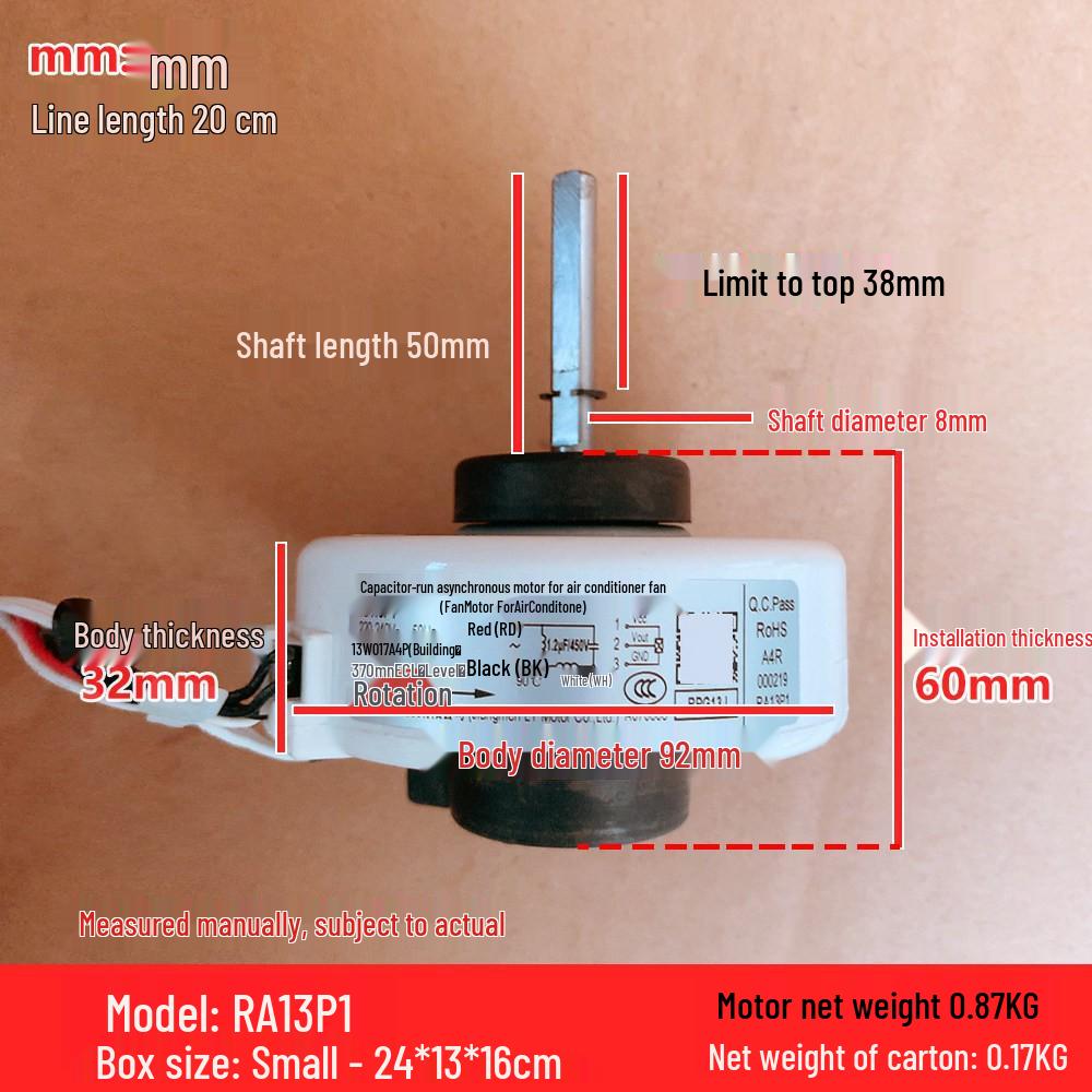 RA13P1 Compatible with Midea Lejing Air Conditioner Copper Wire 13W Long Shaft AC Fan Motor
RA13P1 Compatible with Midea Lejing Air Conditioner Copper Wire 13W Long Shaft AC Fan Motor
