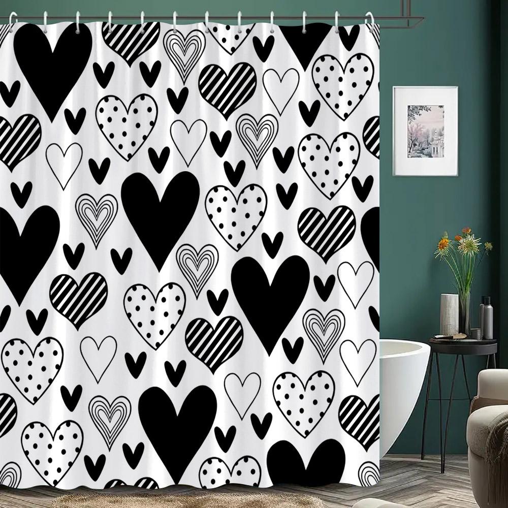 Black And White Heart Print Shower Curtain Abstract Geometric Pattern Modern Simple Home Shower Curtain Polyester Bathroom Decor W60H190(CM)-1 Pcs
Black And White Heart Print Shower Curtain Abstract Geometric Pattern Modern Simple Home Shower Curtain Polyester Bathroom Decor W60H190(CM)-1 Pcs