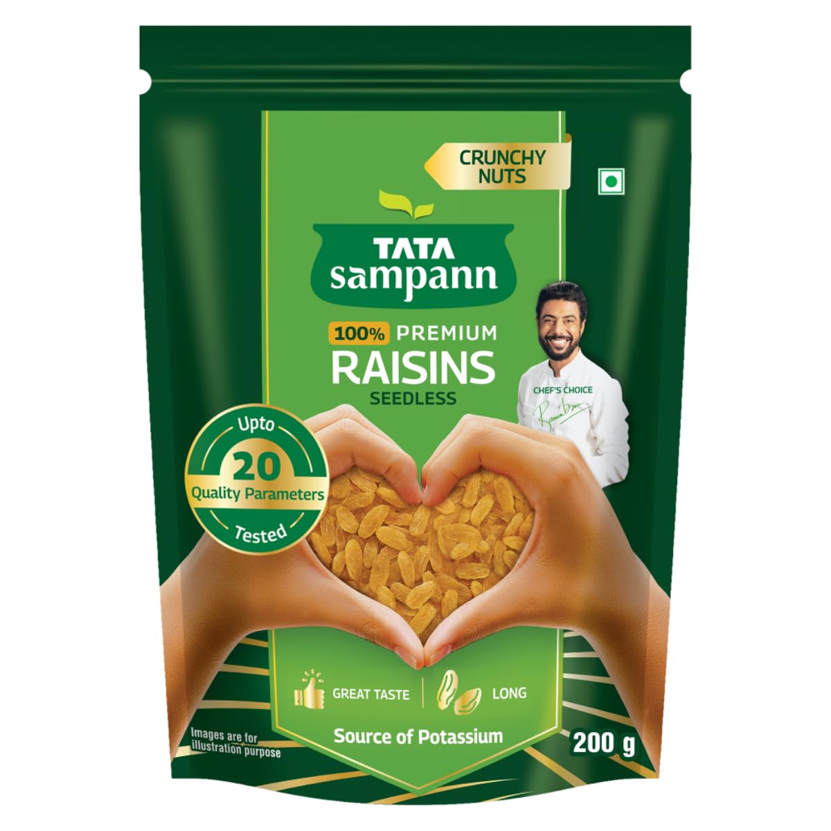 Tata Sampann Premium Seedless Green Raisins 200g Pack Of 1 Pure Dried Fruit Source Of Potassium For Healthy Snacking And Cooking
Tata Sampann Premium Seedless Green Raisins 200g Pack Of 1 Pure Dried Fruit Source Of Potassium For Healthy Snacking And Cooking