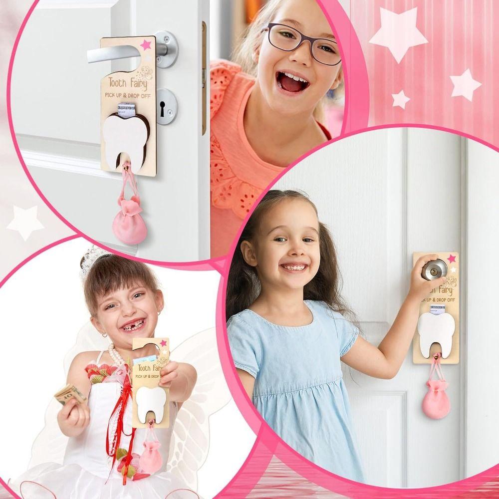 1 Set With Slot Wooden Tooth Fairy Holder Hanging Tooth Holder Bag Tooth Door Hanging Pendant Pouch рожевий
1 Set With Slot Wooden Tooth Fairy Holder Hanging Tooth Holder Bag Tooth Door Hanging Pendant Pouch рожевий