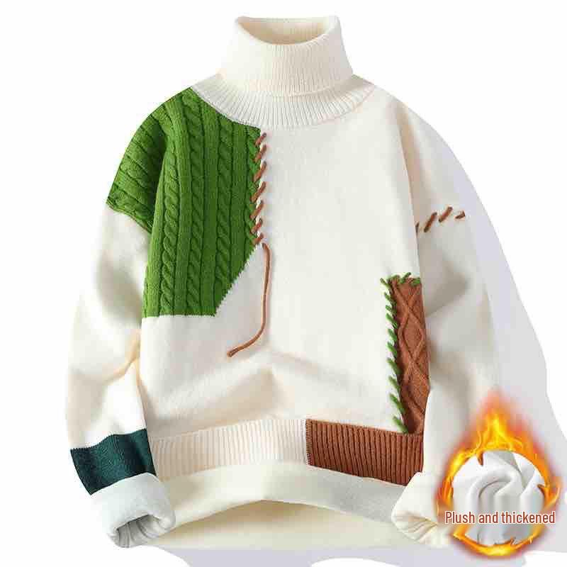 Men s High Neck Plus Size Color Block Pullover Sweater - Velvet Thickened Warm Knitwear for Autumn/Winter. 2XL зелений
Men s High Neck Plus Size Color Block Pullover Sweater - Velvet Thickened Warm Knitwear for Autumn/Winter. 2XL зелений