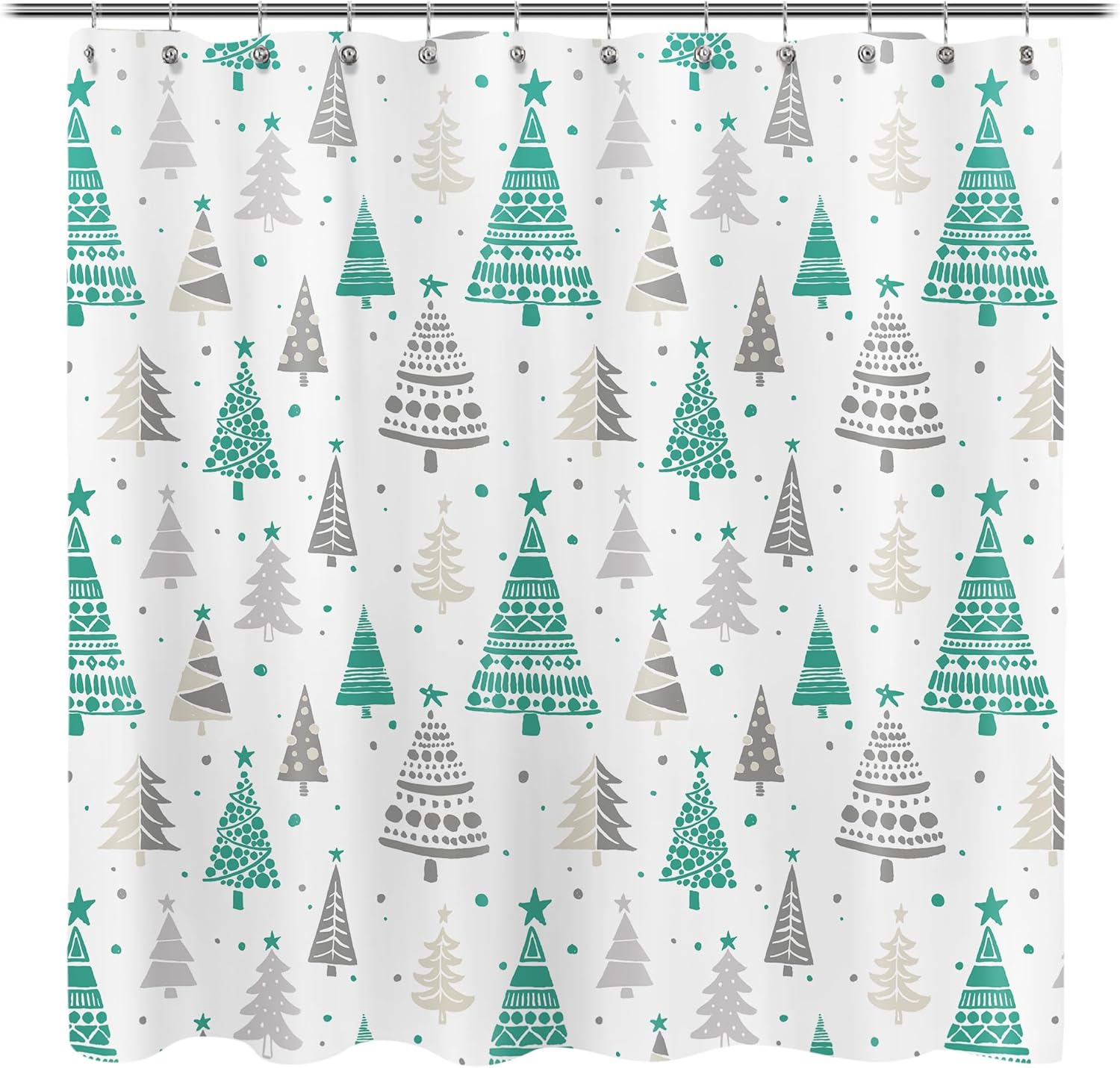 Christmas Shower Curtain, Red And Gray Xmas Trees With Stars And Snow Pattern Shower Curtain For Bathroom Decor, 71X71 Inch W60H190(CM)-1 Pcs
Christmas Shower Curtain, Red And Gray Xmas Trees With Stars And Snow Pattern Shower Curtain For Bathroom Decor, 71X71 Inch W60H190(CM)-1 Pcs