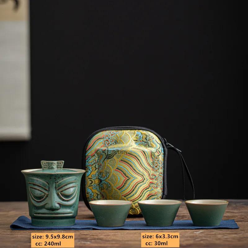 Antique Sanxingdui Ceramic Tea Set Travel Portable Storage Bag Teapot and Cup Set Outdoor Quick Cup Beauty Tea Infuser
Antique Sanxingdui Ceramic Tea Set Travel Portable Storage Bag Teapot and Cup Set Outdoor Quick Cup Beauty Tea Infuser