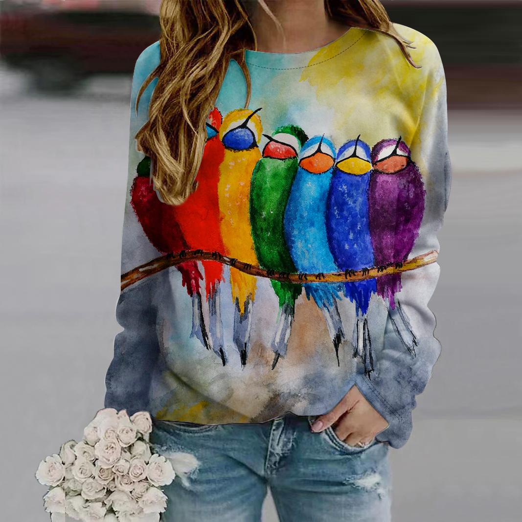 Fall Autumn Women S Fashion O Neck Long Sleeve T-Shirt Loose Clothes Sparrow Print T Shirt 8XL різнокольоровий
Fall Autumn Women S Fashion O Neck Long Sleeve T-Shirt Loose Clothes Sparrow Print T Shirt 8XL різнокольоровий