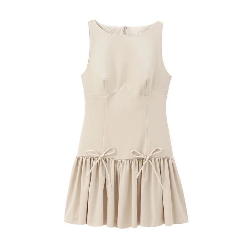 Solid Color Bow round Neck Mini Dress Solid Bow round Neck Dress as picture L
Solid Color Bow round Neck Mini Dress Solid Bow round Neck Dress as picture L