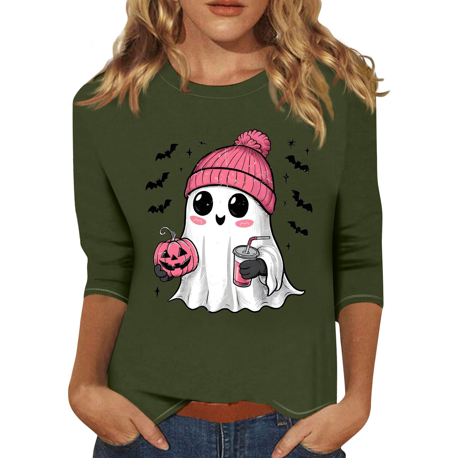 Women s Fashion Casual Three-Quarter Sleeve Halloween Print Round Neck T-Shirt Top S
Women s Fashion Casual Three-Quarter Sleeve Halloween Print Round Neck T-Shirt Top S