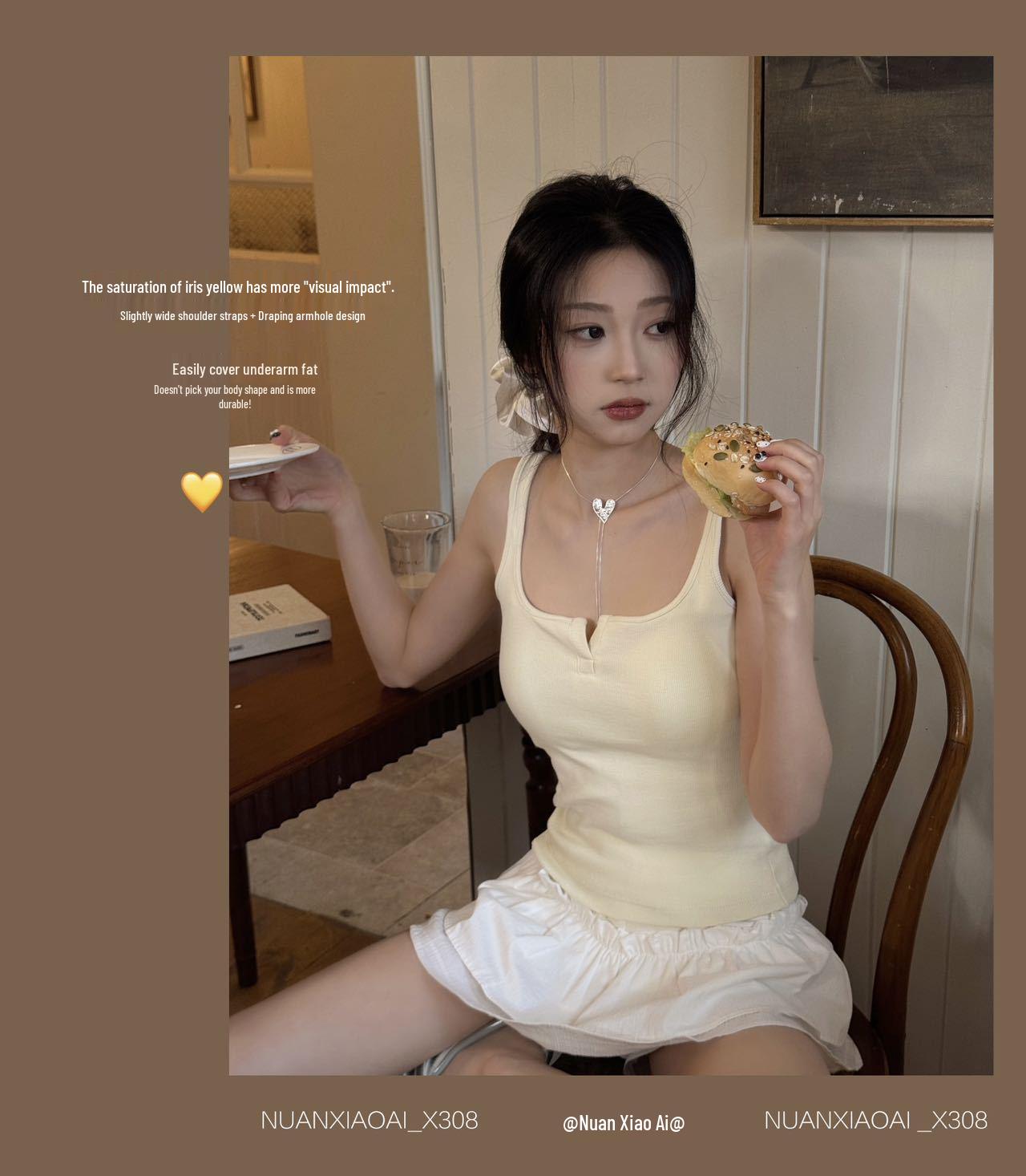 NuanXiaoAi® Berlin Girl Color Block Padded Halter Top X308 - Slimming Spring/Summer Style One Size 80-130 Jin
NuanXiaoAi® Berlin Girl Color Block Padded Halter Top X308 - Slimming Spring/Summer Style One Size 80-130 Jin