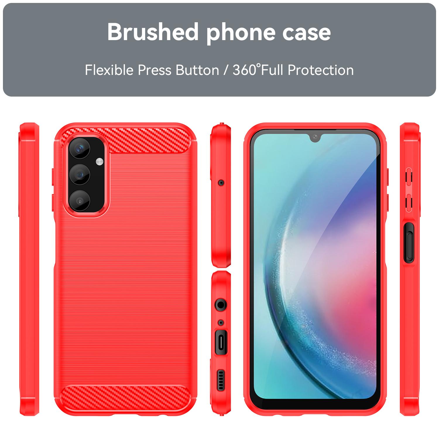 For Samsung Galaxy A25 5G (Global) (161.0 x 76.5 x 8.3mm) Brushed Phone Case Carbon Fiber Texture Flexible TPU Cover Red
For Samsung Galaxy A25 5G (Global) (161.0 x 76.5 x 8.3mm) Brushed Phone Case Carbon Fiber Texture Flexible TPU Cover Red