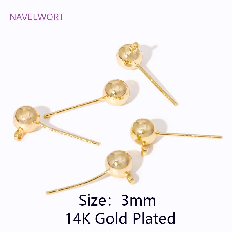 3/4/5mm Ball Shaped Stud Earrings 14K Gold Plated Earring Posts With Closed Ring For DIY Jewelry Make Accessories Findings 4 pieces
3/4/5mm Ball Shaped Stud Earrings 14K Gold Plated Earring Posts With Closed Ring For DIY Jewelry Make Accessories Findings 4 pieces