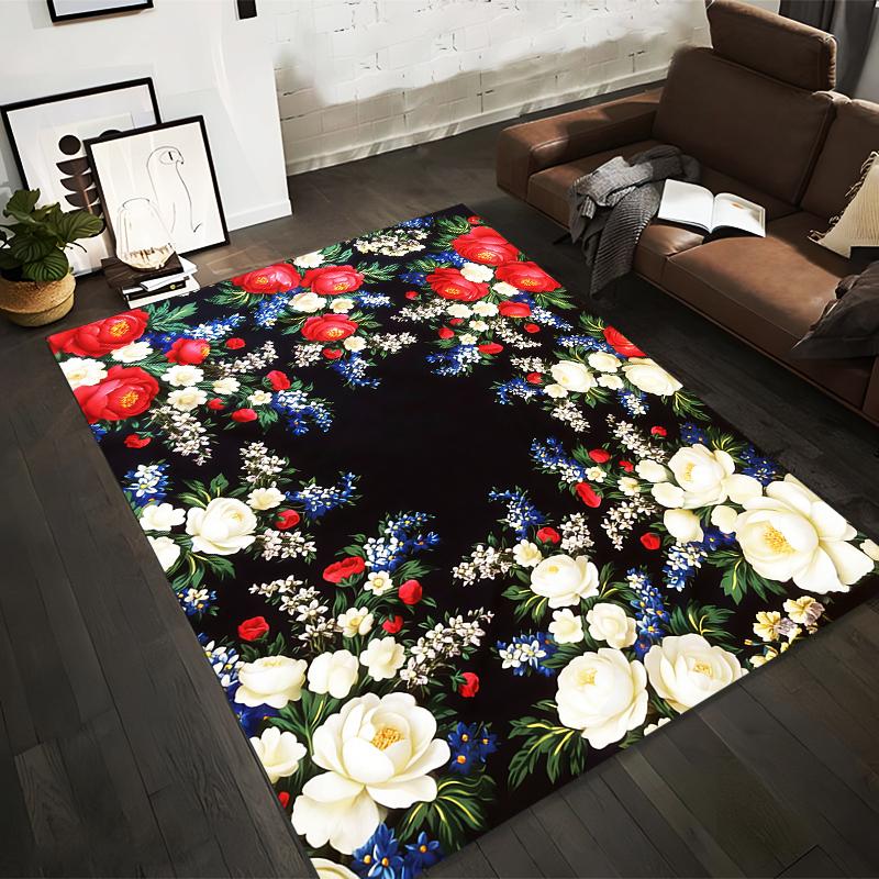 Floral Pattern Carpet with White Roses and Red Bloom Design on Black Suitable for use as an anti-slip for living room bedroom sofas 40x60cm( 15x23in )
Floral Pattern Carpet with White Roses and Red Bloom Design on Black Suitable for use as an anti-slip for living room bedroom sofas 40x60cm( 15x23in )