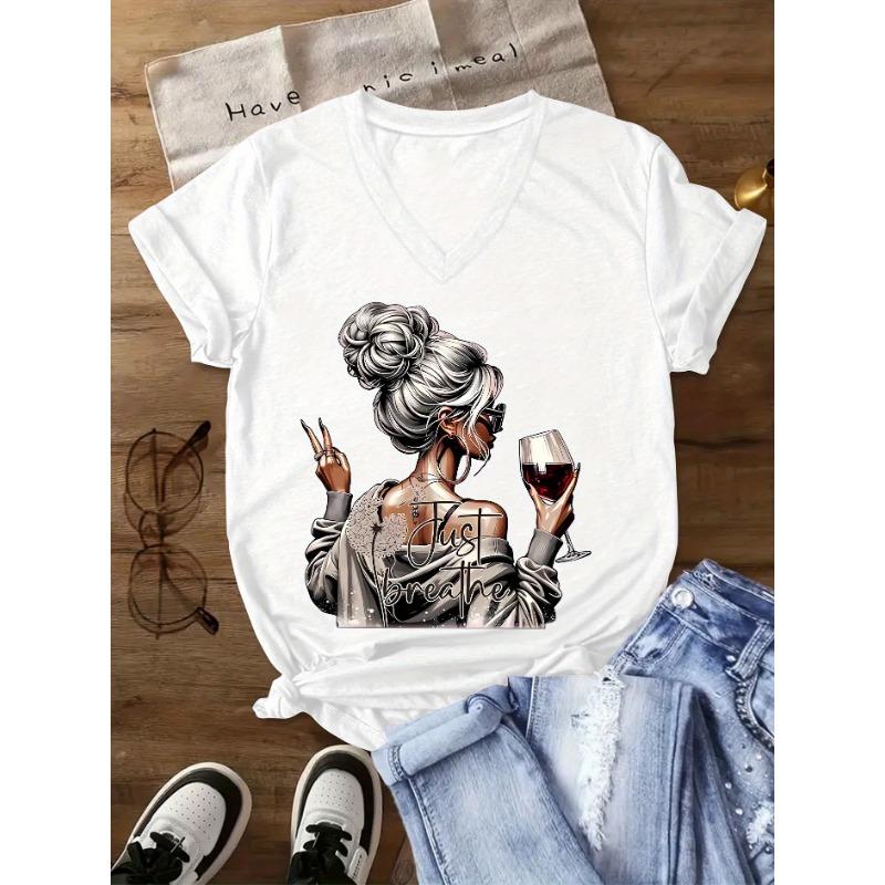 Women s Fashionable T-shirts, Printed Design V-neck T-shirts, Women s Casual V-neck Short-sleeved T-shirts XL
Women s Fashionable T-shirts, Printed Design V-neck T-shirts, Women s Casual V-neck Short-sleeved T-shirts XL
