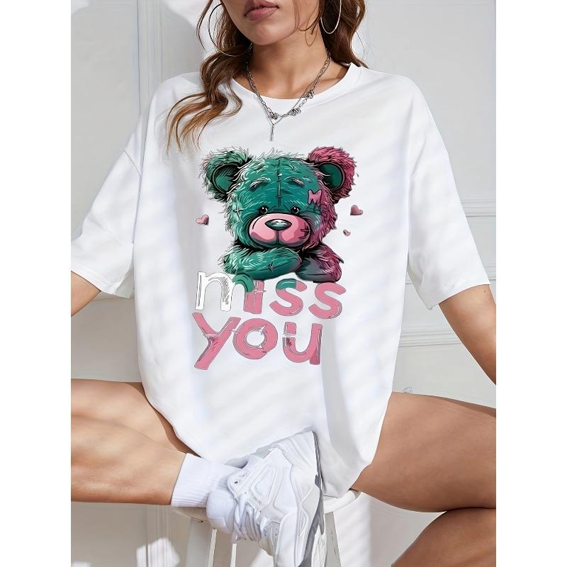 European Size Casual Cartoon Teddy Bear Print T-Shirt | Regular Length, Round Neck,Short Sleeve, Pullover Style, Fashion Top for All Seasons 4XL білий
European Size Casual Cartoon Teddy Bear Print T-Shirt | Regular Length, Round Neck,Short Sleeve, Pullover Style, Fashion Top for All Seasons 4XL білий