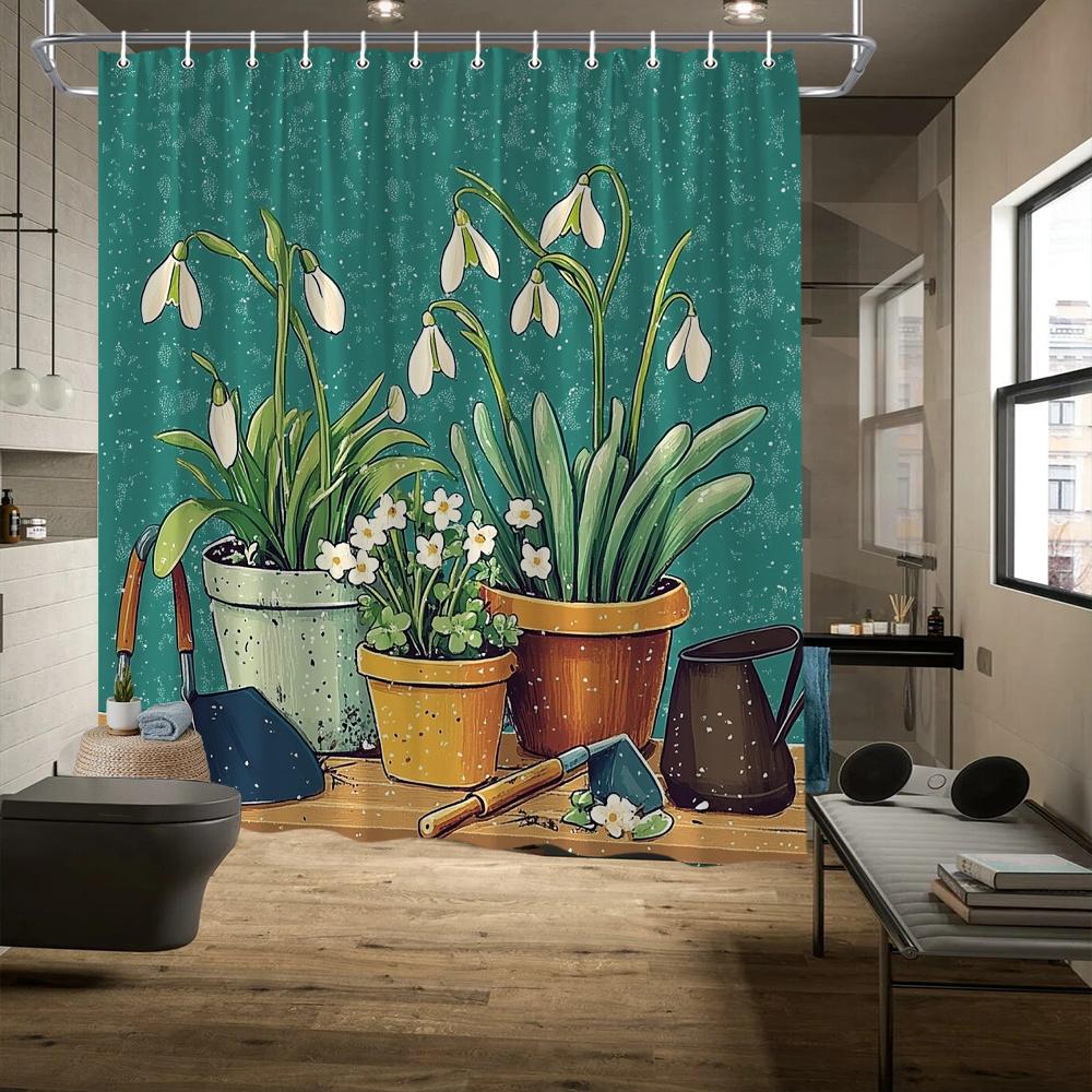 Rustic Garden Shower Curtain, Snowdrops & Terracotta Pots, Teal Background, Fade-Resistant Polyester, Nature-Themed Bath Decor W60H190(CM)-1 Pcs
Rustic Garden Shower Curtain, Snowdrops & Terracotta Pots, Teal Background, Fade-Resistant Polyester, Nature-Themed Bath Decor W60H190(CM)-1 Pcs