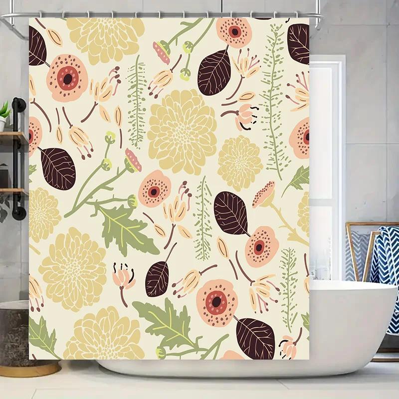 Vibrant Floral Shower Curtain Set for Bathroom Decor Neutral Beige and Green Color with Pink Accents Modern Design and Water-Res W90xH180cm
Vibrant Floral Shower Curtain Set for Bathroom Decor Neutral Beige and Green Color with Pink Accents Modern Design and Water-Res W90xH180cm