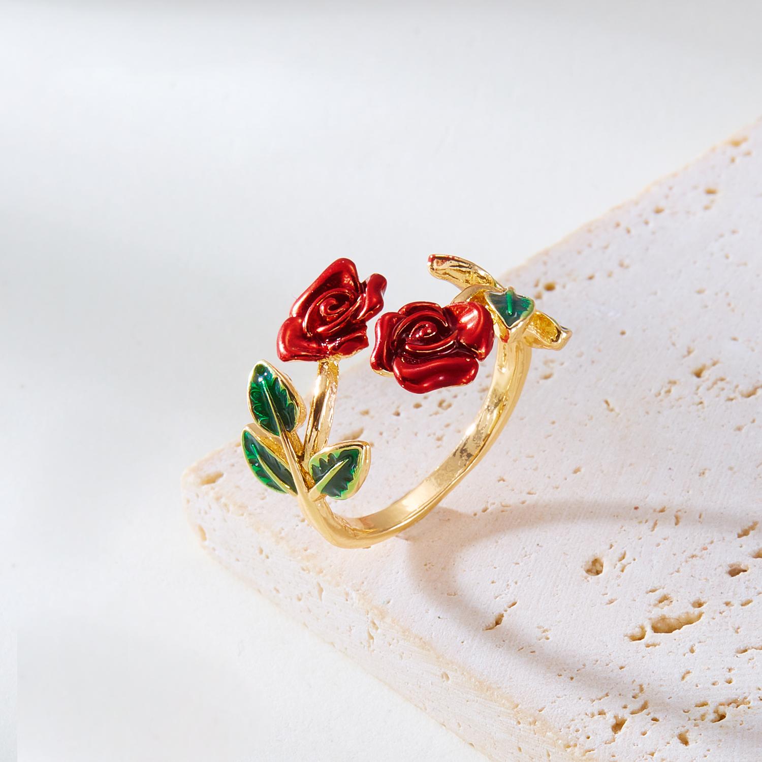 Retro Red Rose Flower Bracelet Ring Set For Women Vintage Drip Oil Open Adjustable Cuff Bangle Finger Ring Party Wedding Jewelry
Retro Red Rose Flower Bracelet Ring Set For Women Vintage Drip Oil Open Adjustable Cuff Bangle Finger Ring Party Wedding Jewelry