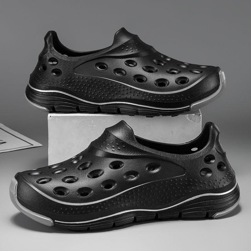 Пара личность постепенное изменение цвета дырка обувь мужская обувь дышащая мода нескользящая садовая обувь ЭВА наступая на дерьмо ощущение пляжная обувь женская 45 чёрный