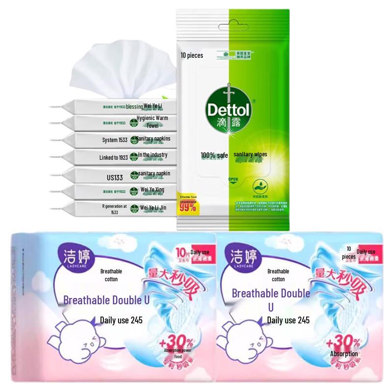 Dettol Wipes & Jieling Sanitary Napkins Combo Pack
Dettol Wipes & Jieling Sanitary Napkins Combo Pack