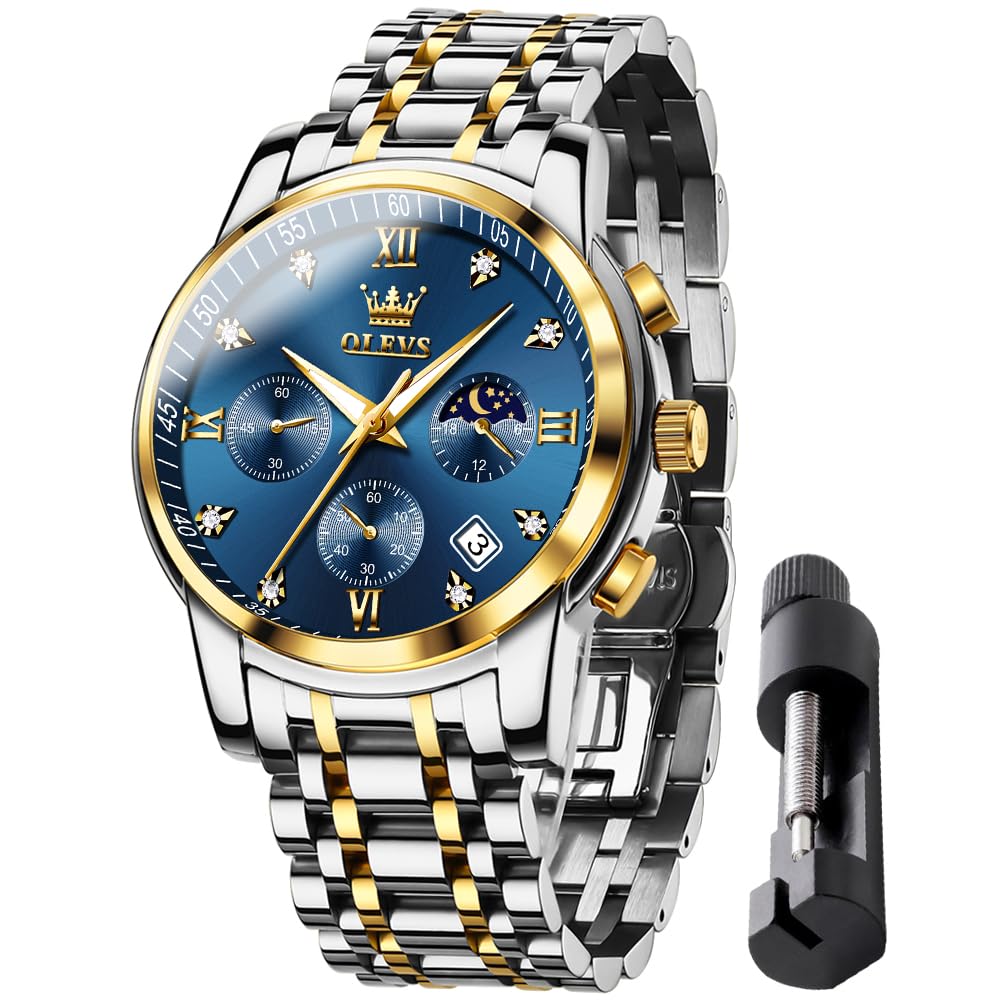 OLEVS Watch for Men Quartz Moon Phase Timer Stainless Steel Simple Fashion Waterproof Luminous Date Watch for men Blue
OLEVS Watch for Men Quartz Moon Phase Timer Stainless Steel Simple Fashion Waterproof Luminous Date Watch for men Blue