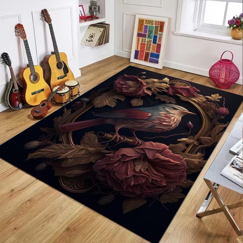 Artistic Bird & Floral Rug Black Base Vibrant Flower Print Non-slip Washable Durable Floor Mat for Living Room Bedroom Decor 40X60cm
Artistic Bird & Floral Rug Black Base Vibrant Flower Print Non-slip Washable Durable Floor Mat for Living Room Bedroom Decor 40X60cm