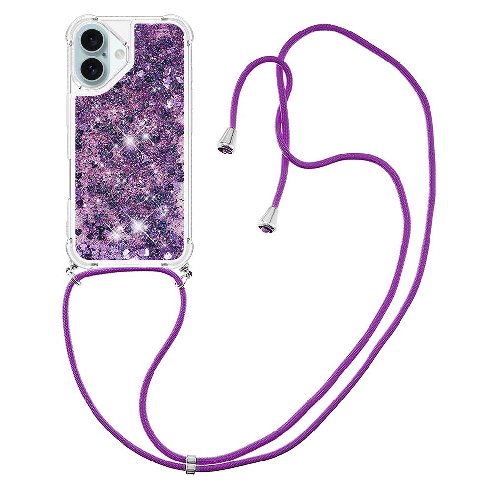 For iPhone 16 TPU Case Quicksand Design Phone Cover with Lanyard Dark Purple/Heart
For iPhone 16 TPU Case Quicksand Design Phone Cover with Lanyard Dark Purple/Heart