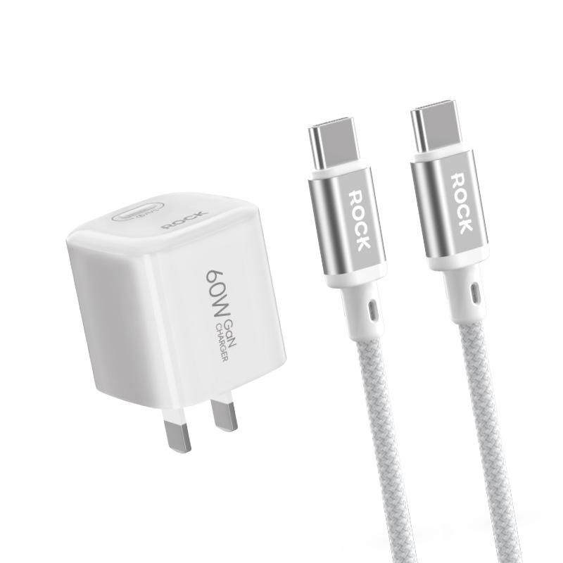 ROCK T89 Exquisite Series GaN PD60W Metal Braided Fast Charging C-C Data Cable Charger Set
ROCK T89 Exquisite Series GaN PD60W Metal Braided Fast Charging C-C Data Cable Charger Set